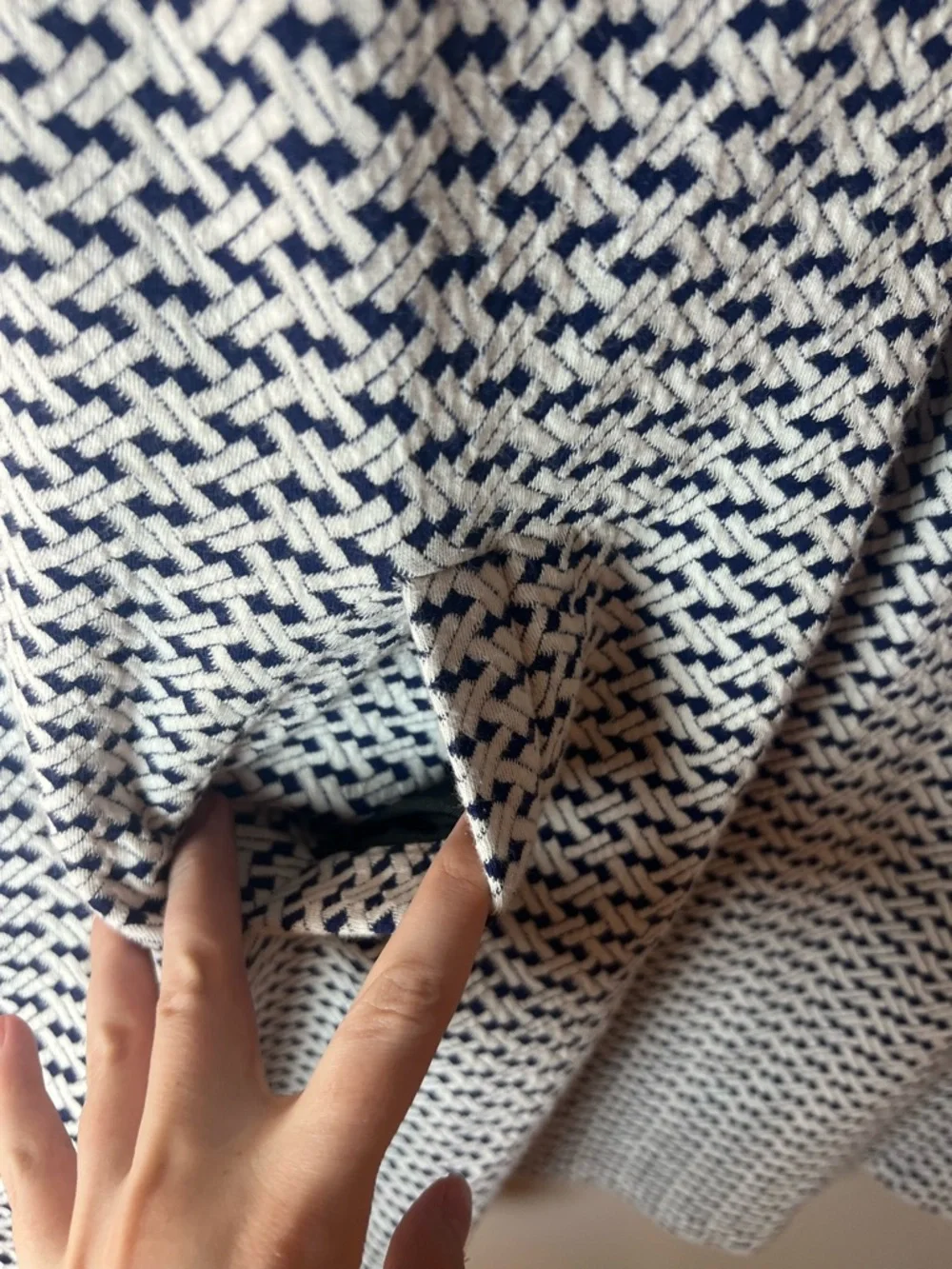 Tyler Boe Kristin Woven Chain Link Blue White Roll Neck Shift Dress Preppy Sz M - Picture 4 of 6